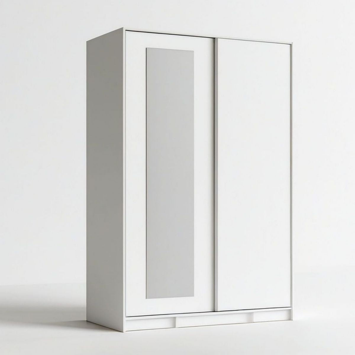 Schiebetürenschrank 120 x 60 x 200 cm Weiss mit Spiegel, 2 Türen