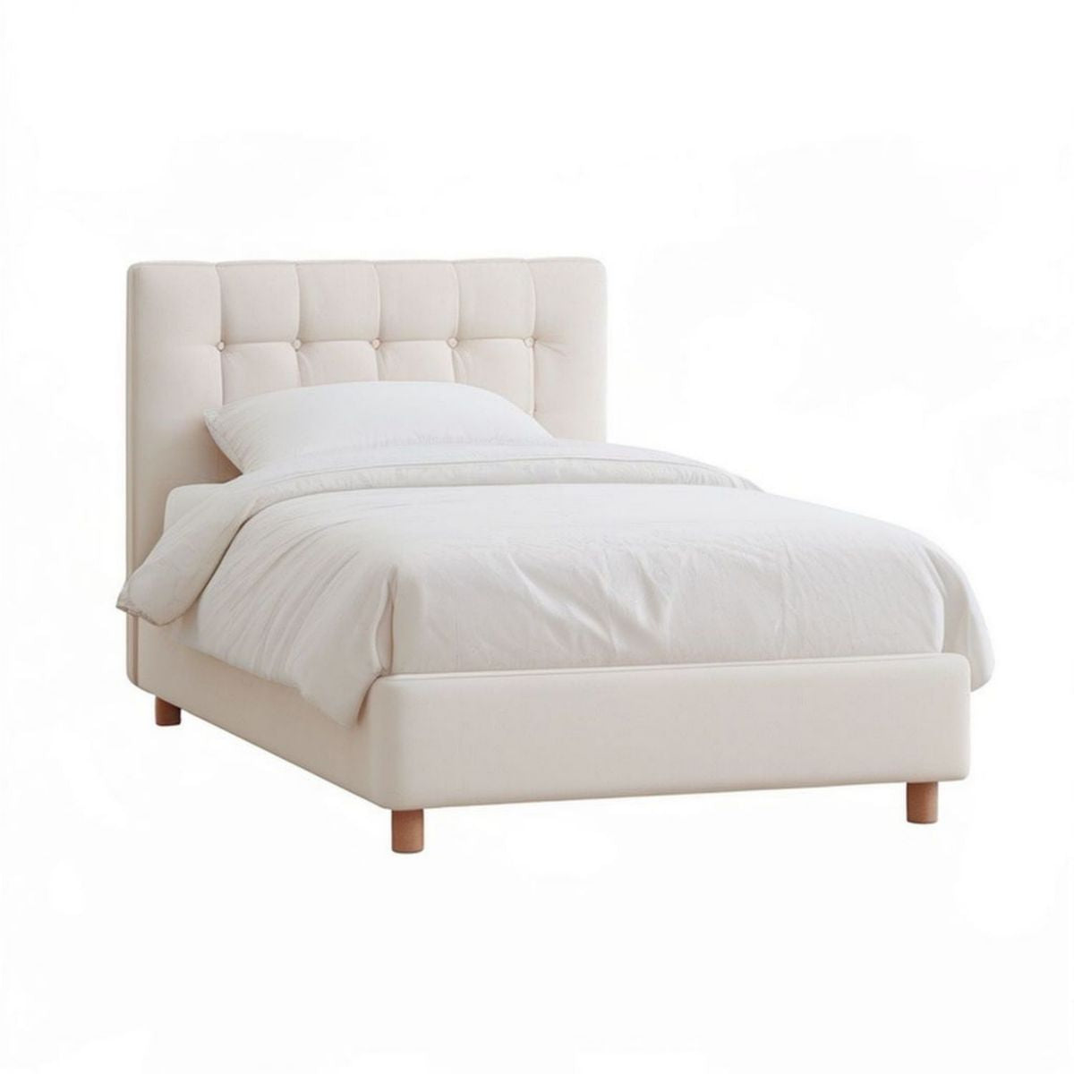 Gepolstertes Doppelbett in Creme, Liegefläche 160 x 200 cm, Aussenmass 172 x 214 cm