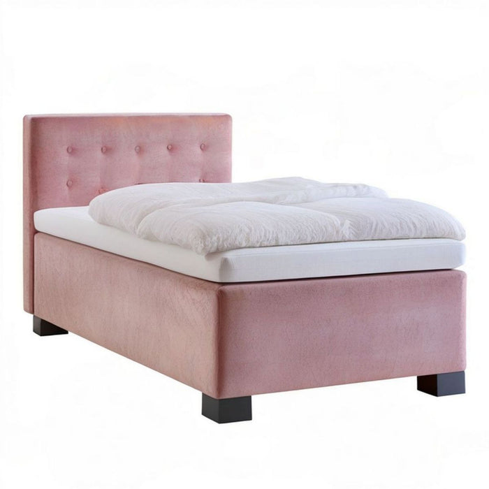 Polsterbett 140 x 200 cm aus Samt in Rosa/Schwarz