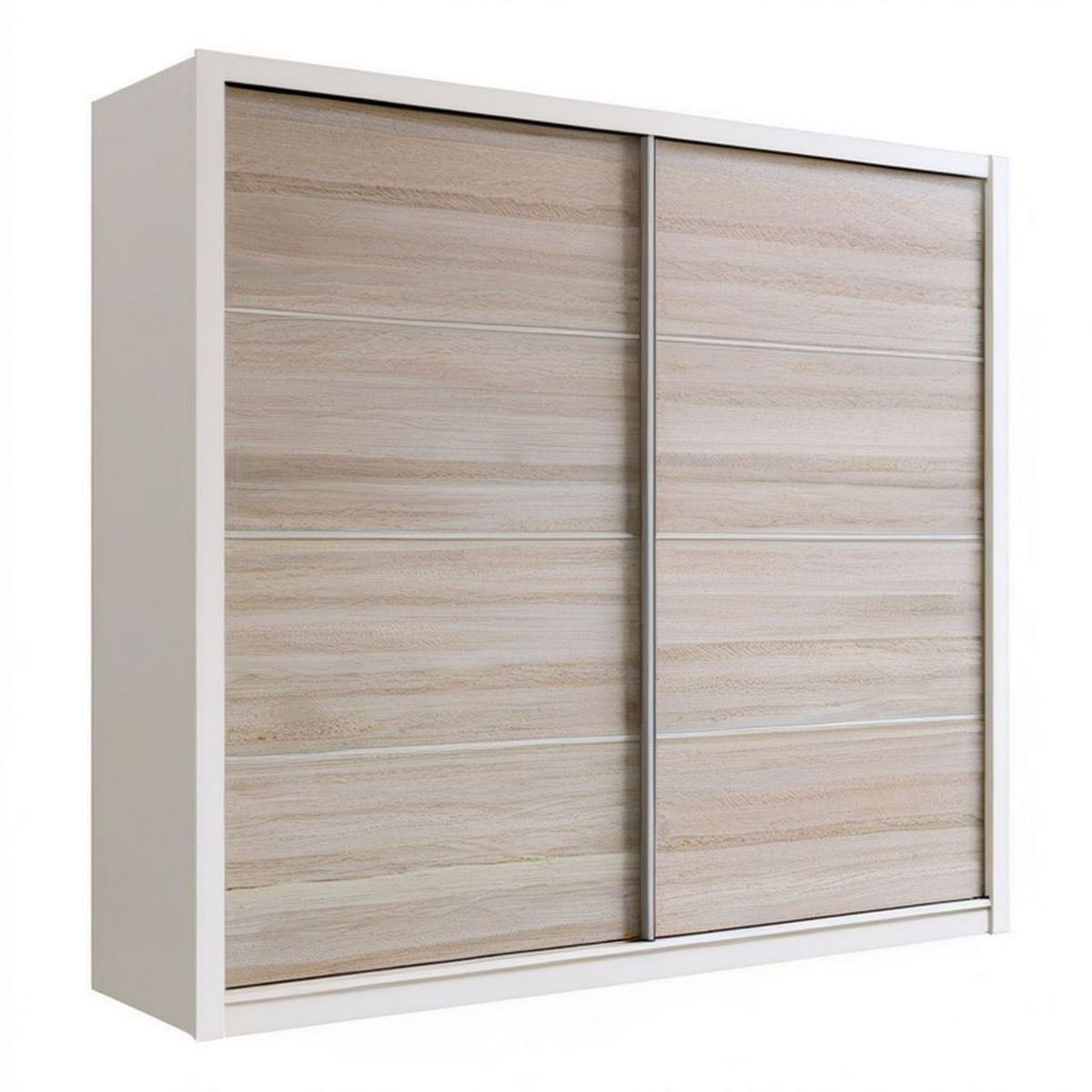 Schwebetürenschrank 180 x 60 x 200 cm Weiss/Sonoma-Eiche