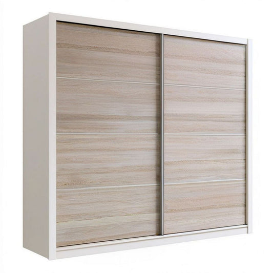 Schwebetürenschrank 180 x 60 x 200 cm Weiss/Sonoma-Eiche