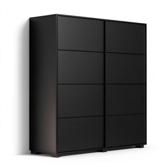 Schwarzer Kleiderschrank mit 2 Türen, 120 x 60 x 200 cm